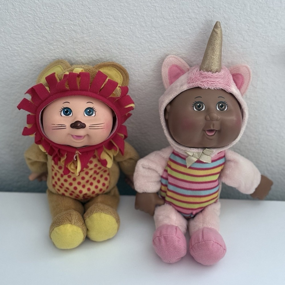 Cabbage Patch Kids CPK Lion Unicorn Costume Plush 2015 OAA Inc Lot of 2